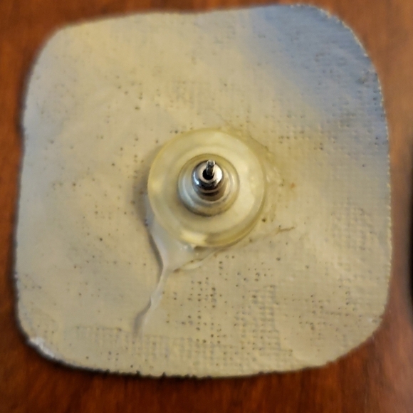 Earrings Fabric Hand Crafted Tan&Green&Black Large - Picture 3 of 8